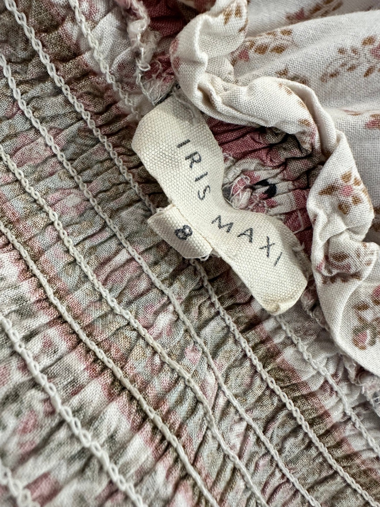 Iris Maxi - Bohemian Maxi Dress - Size 8 - Beige / Pink / Cream