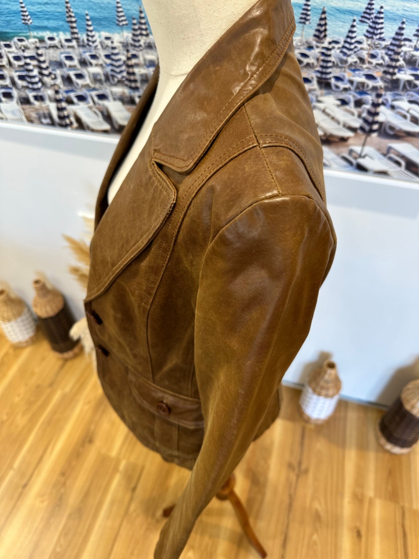 Leather Jacket - Size 10 - Tan Brown