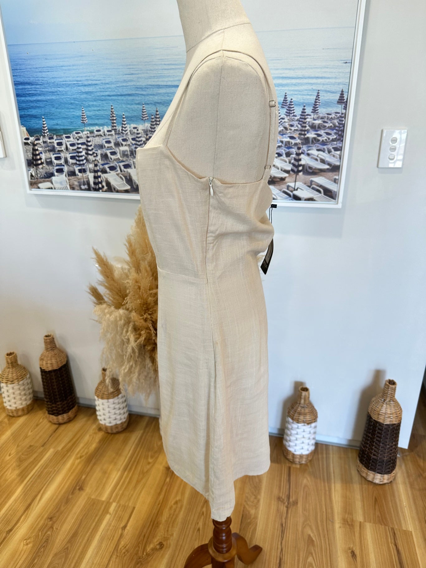 [NEW] Nasty Gal - Linen Blend Dress - Size 10 - Beige