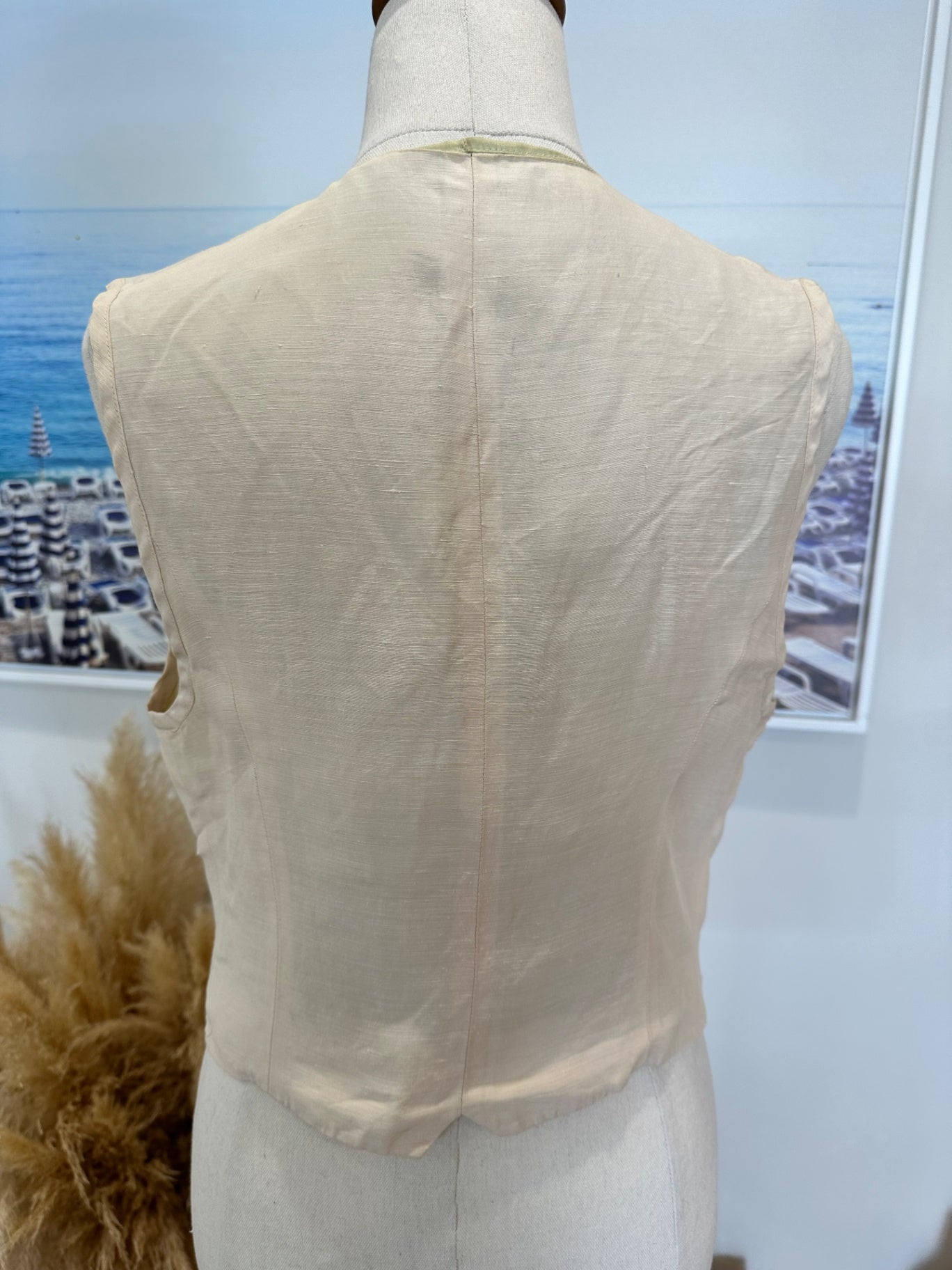 Country Road - Vintage 90's - Linen Blend Vest - Size 8 - Beige