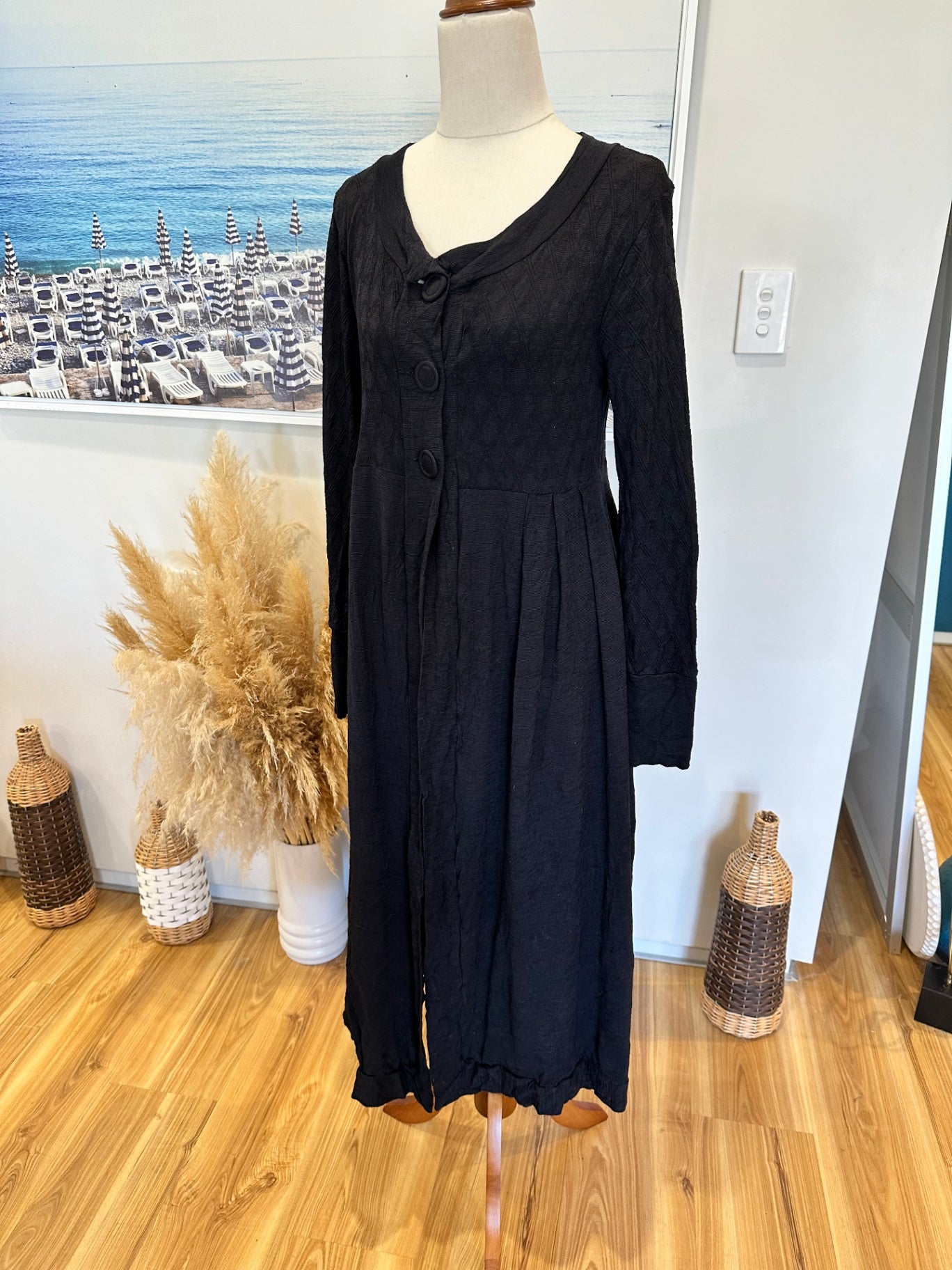 Metalicus - Longline Cardigan - Merino Blend - One Size - Black