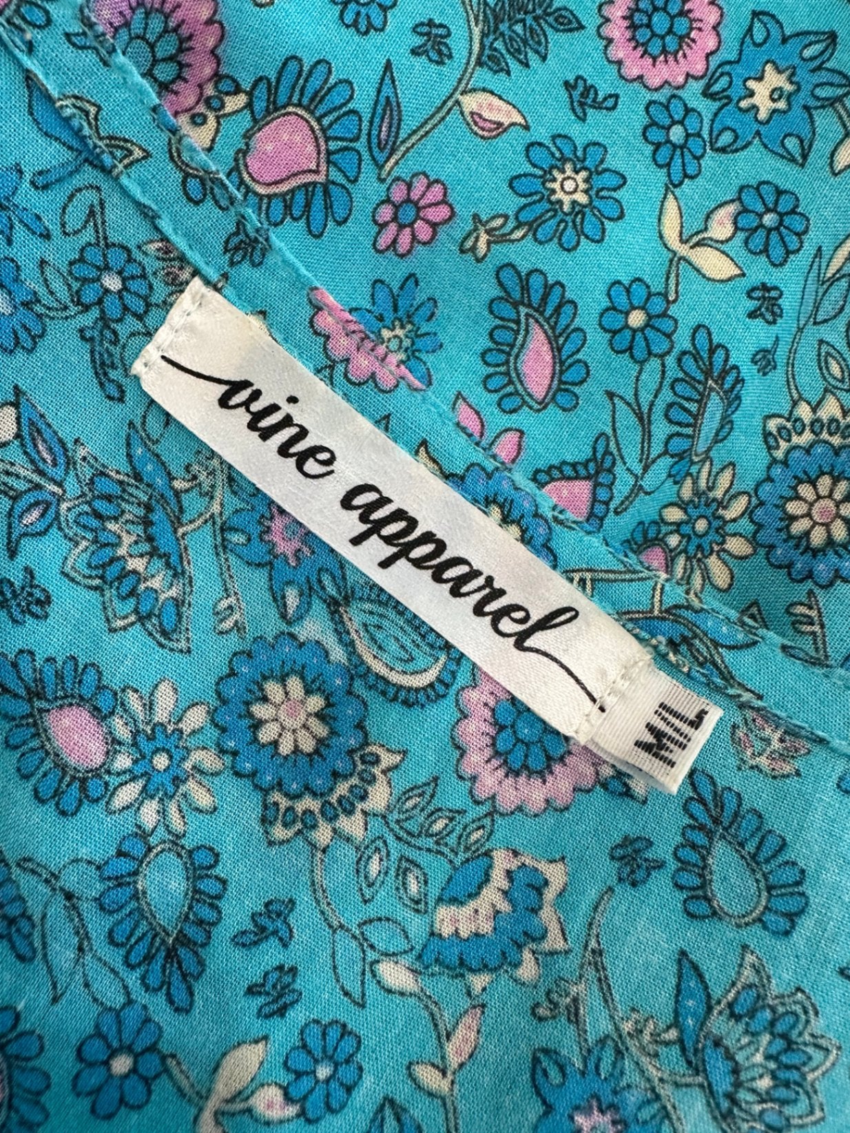 Vine Apparel - Bohemian Dress - Medium / Large - Blue with pink