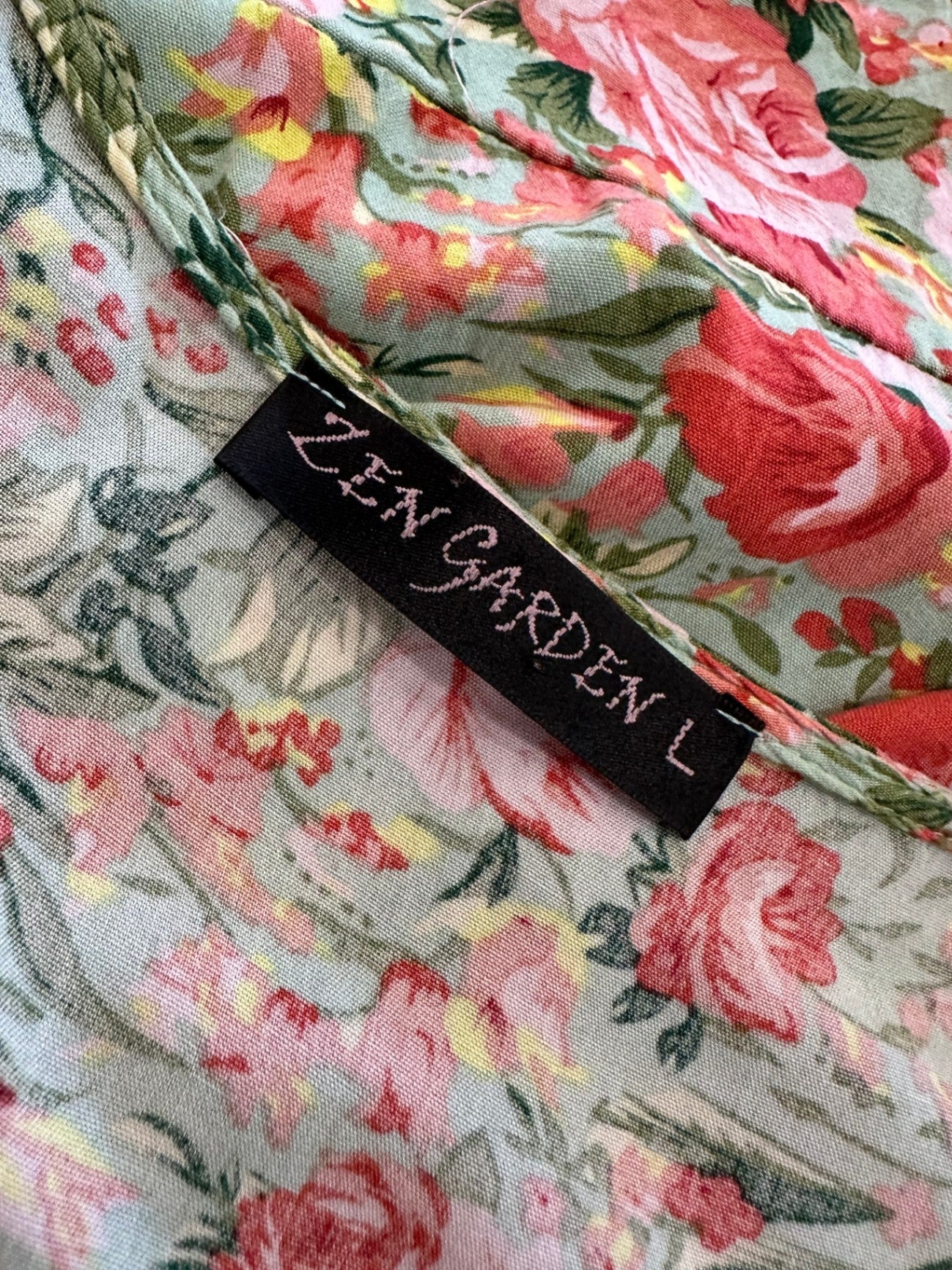 Zen Garden - Bohemian Dress - Large - Pink + Green