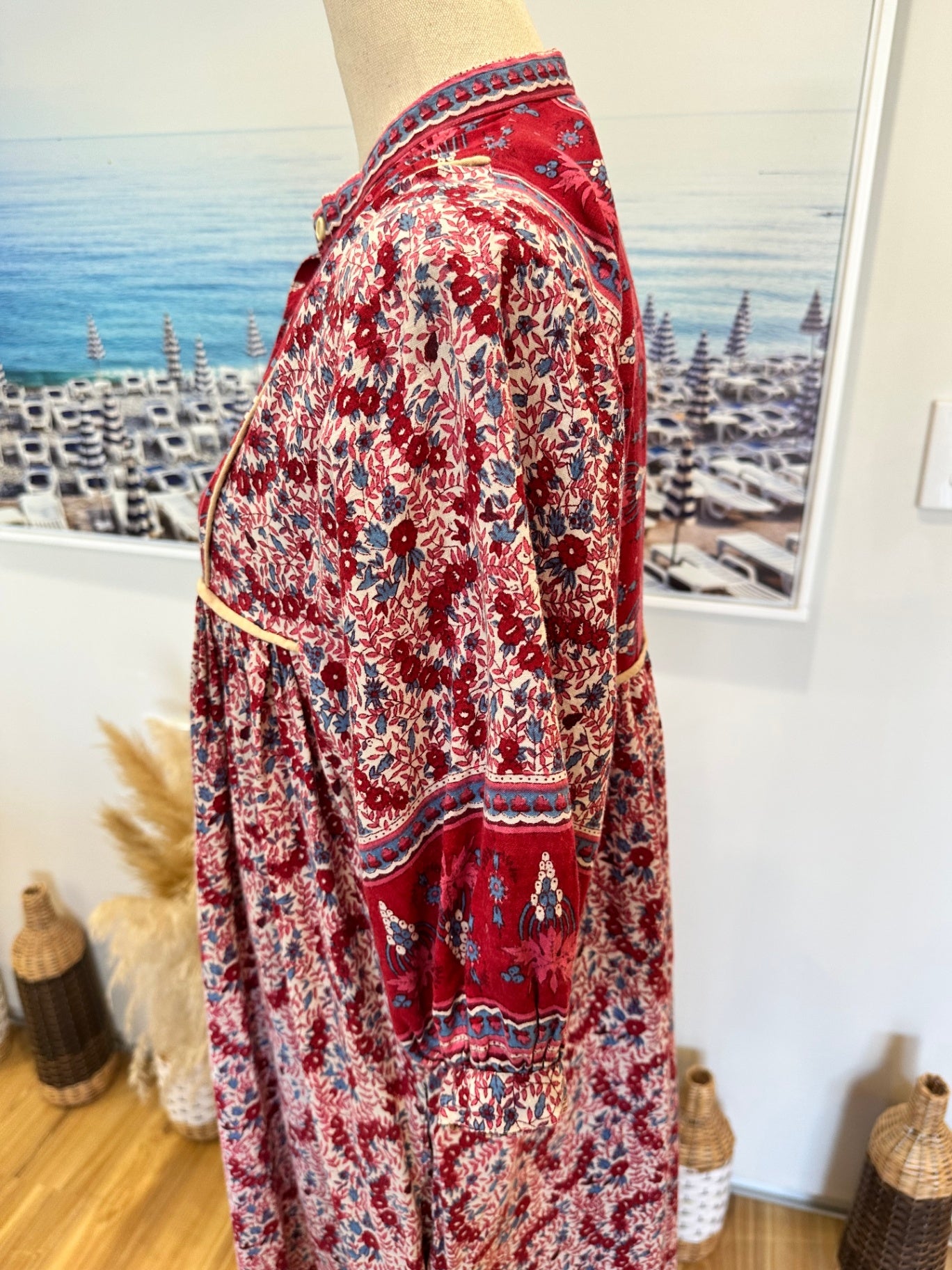 Bohemian Dress - 100% Cotton - Size 12 - Red and multicolour