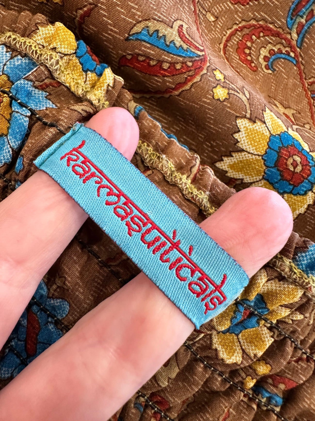 Karmasauticals - Bohemian Halterneck Dress - One Size - Brown with blue 