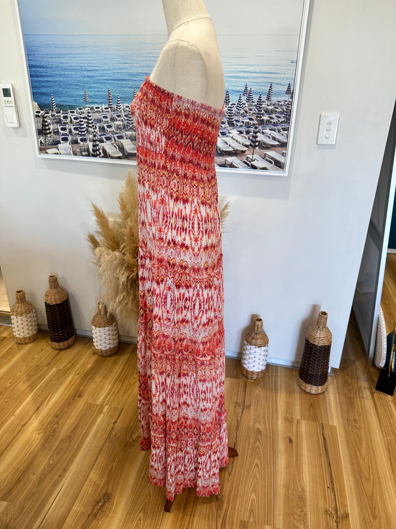 Jay Jays - Bohemian Strapless Maxi Dress - Medium - Red and white