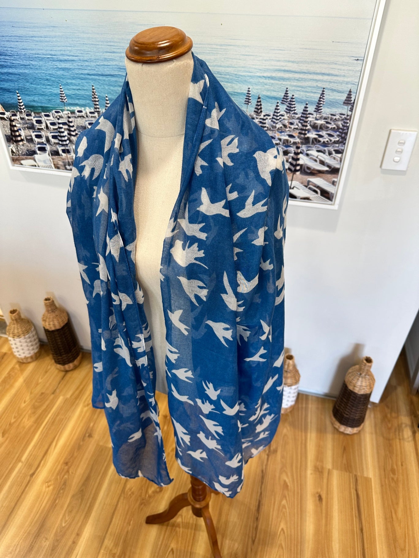 Apsara Scarf - One Size - Blue and White