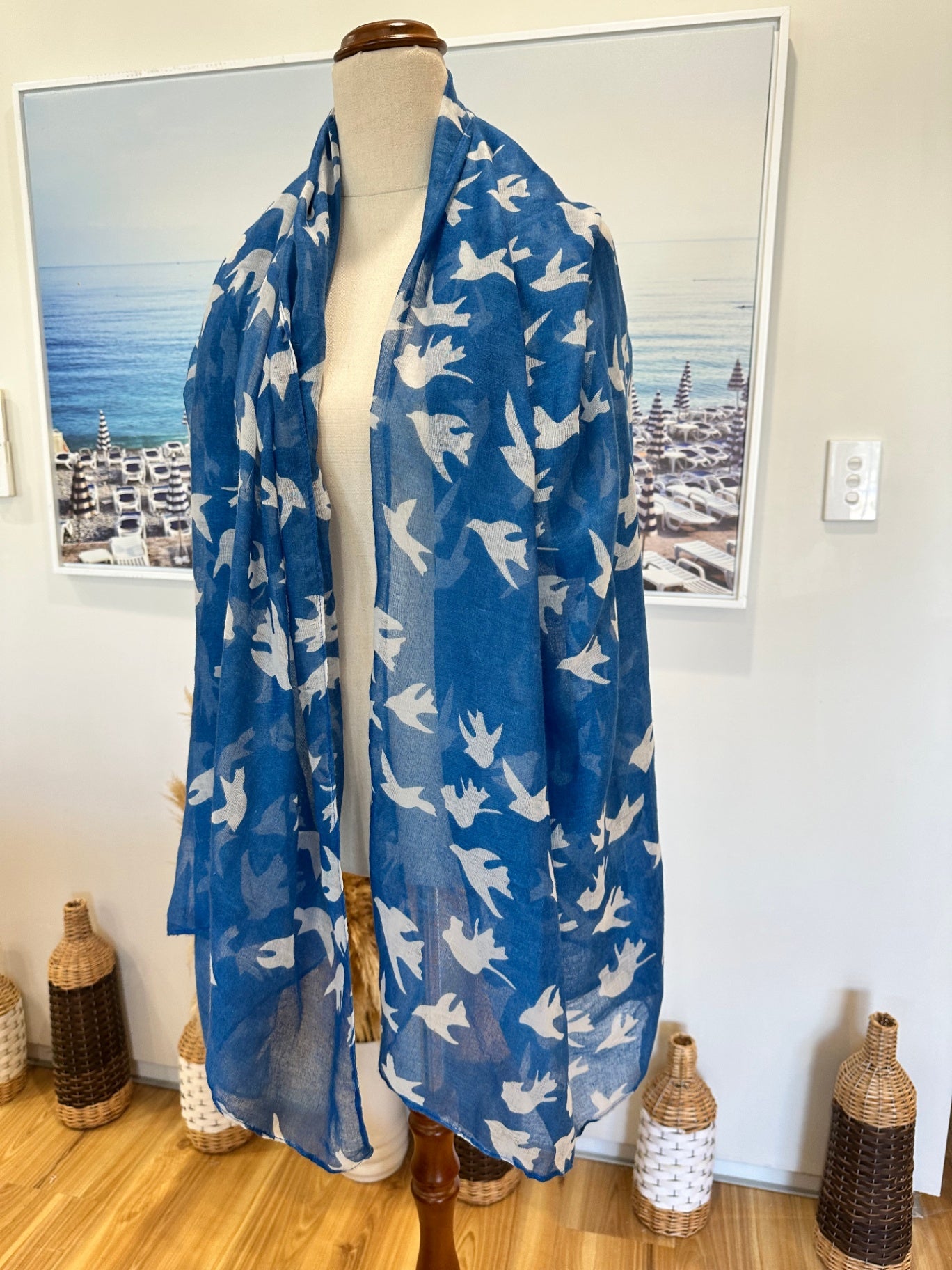 Apsara Scarf - One Size - Blue and White