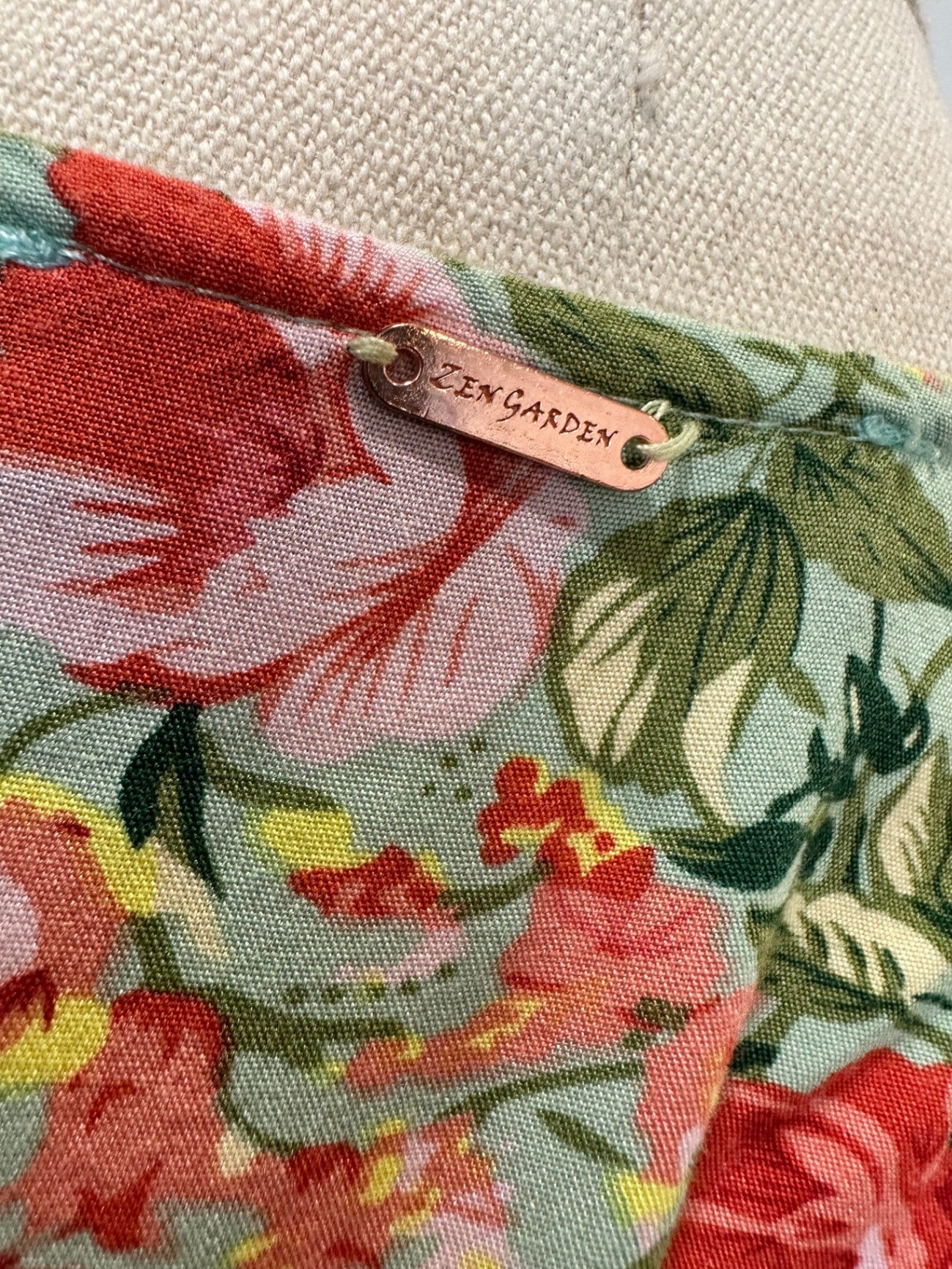 Zen Garden - Bohemian Dress - Large - Pink + Green