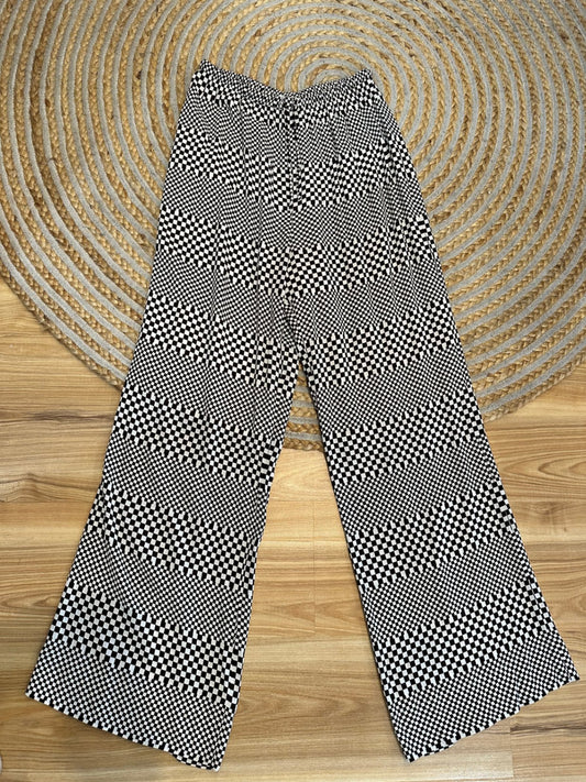 Mineral - Wide-leg Pants - Size 10 - Brown + Cream