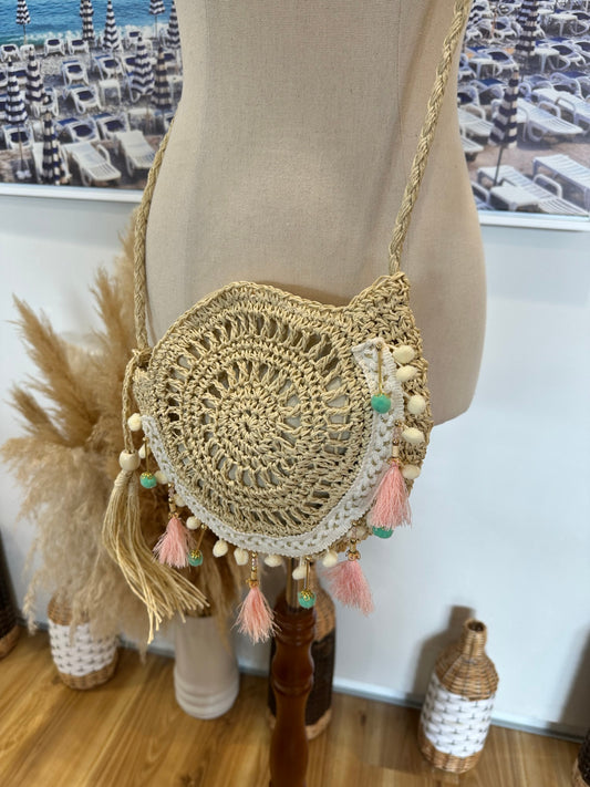 Bohemian Handbag w Pom Poms