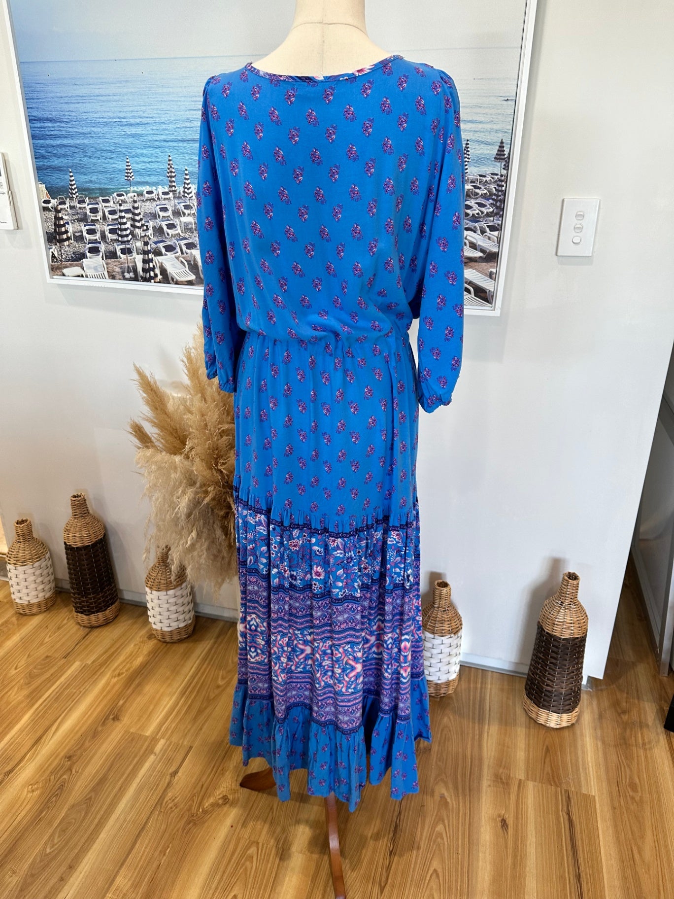 Shareen Collections - Bohemian Maxi Dress - Size 14 - Blue