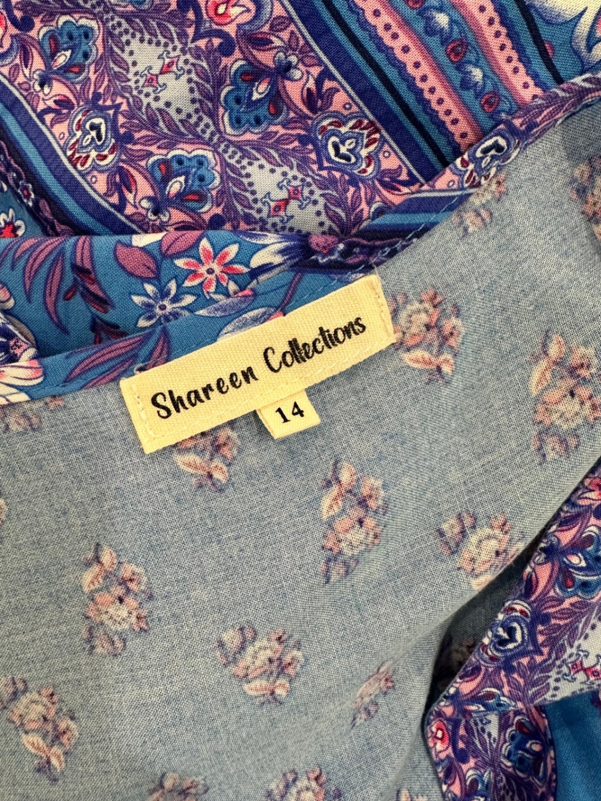 Shareen Collections - Bohemian Maxi Dress - Size 14 - Blue