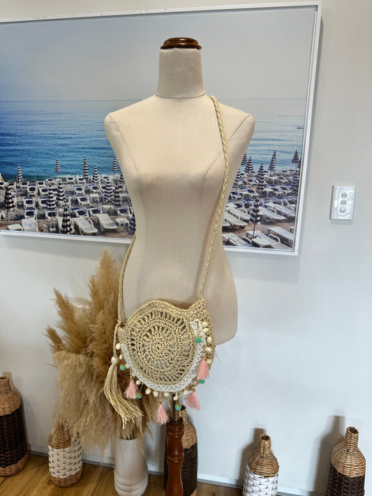 Bohemian Handbag w Pom Poms