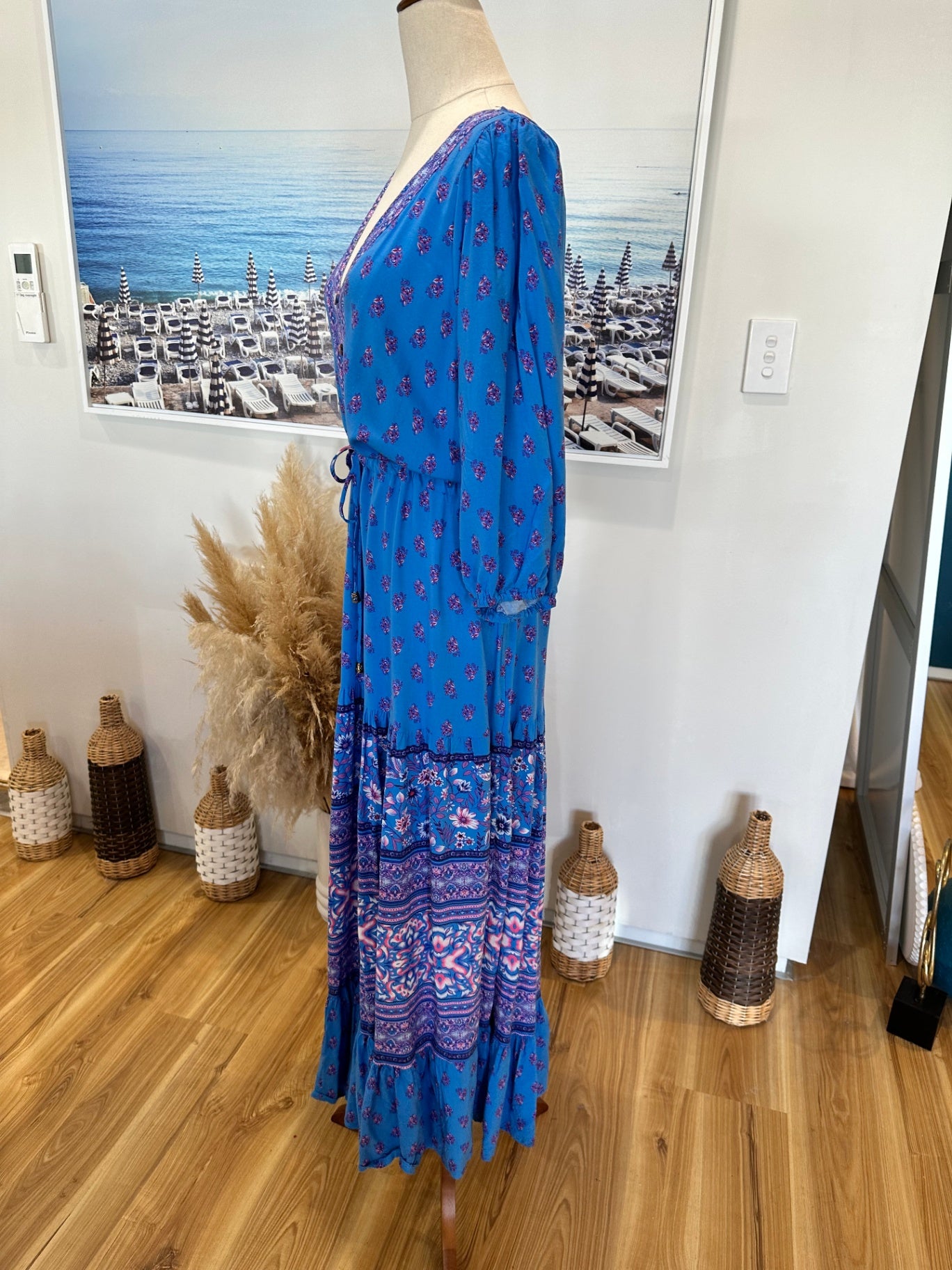 Shareen Collections - Bohemian Maxi Dress - Size 14 - Blue