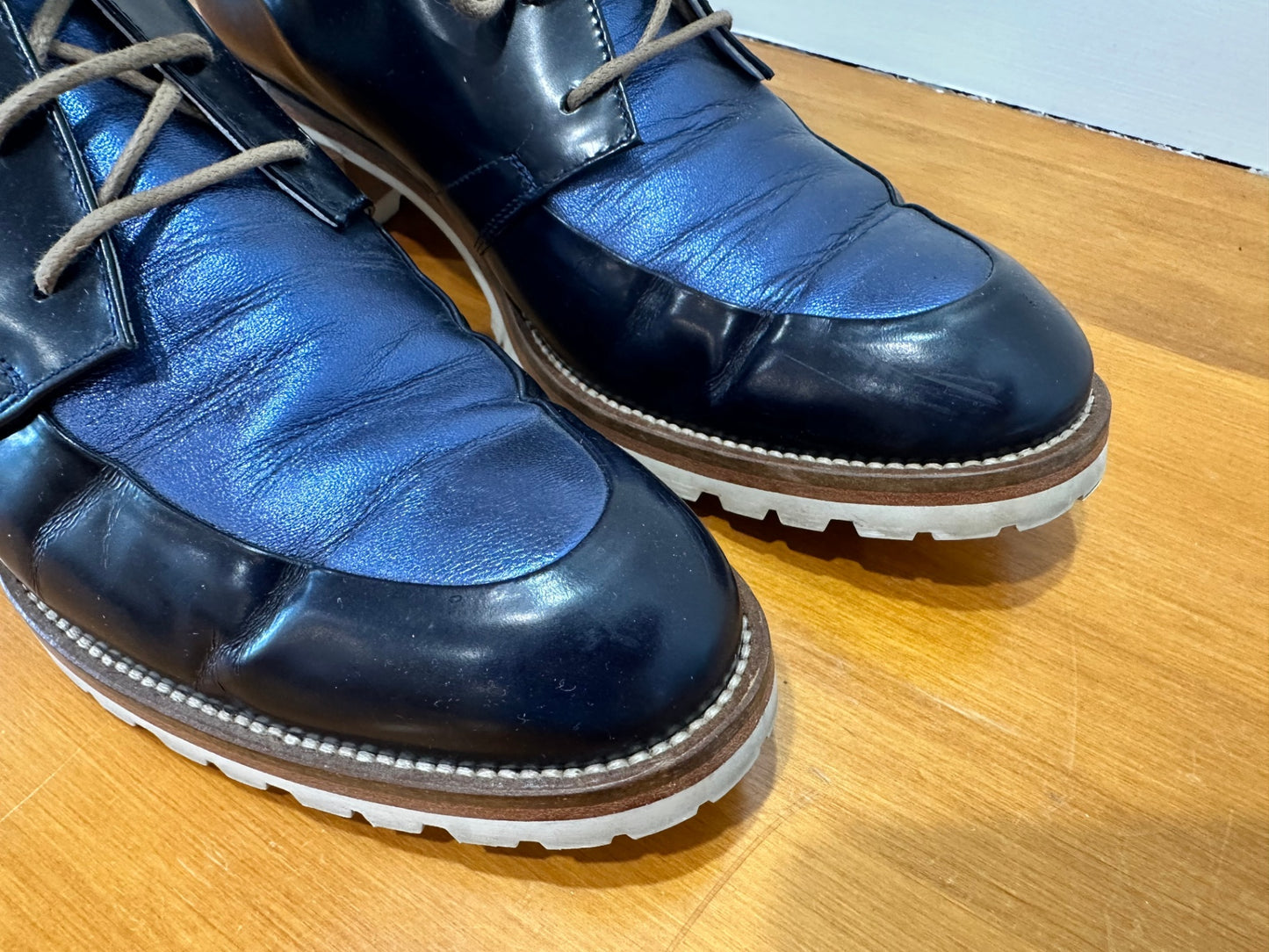 Beau Coops - Leather Court Shoes - Size EU 41 - Navy Blue