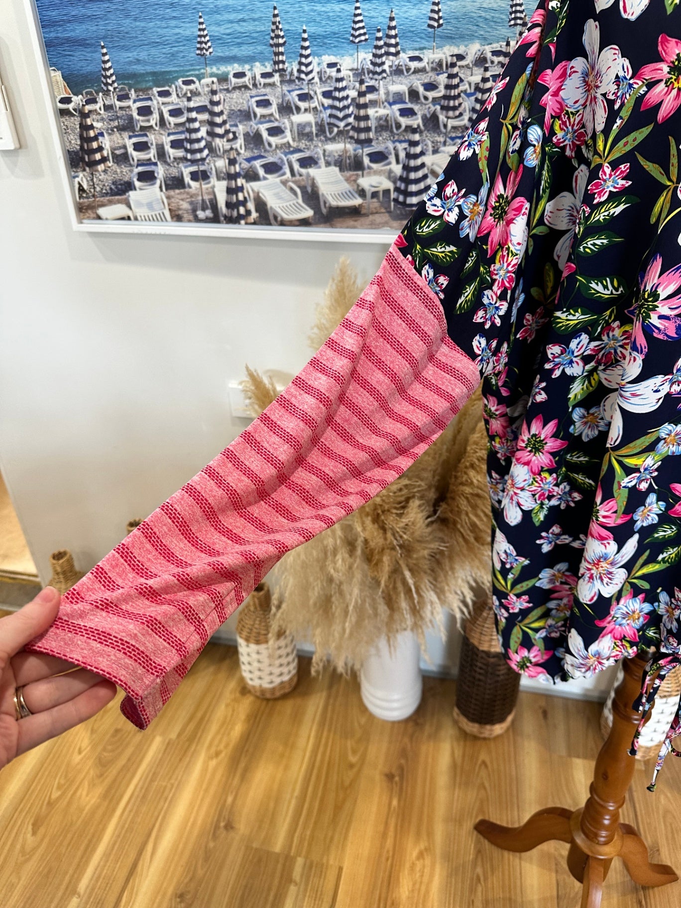 Stella Royal Blouse - Size 4 - Dark blue + Pink