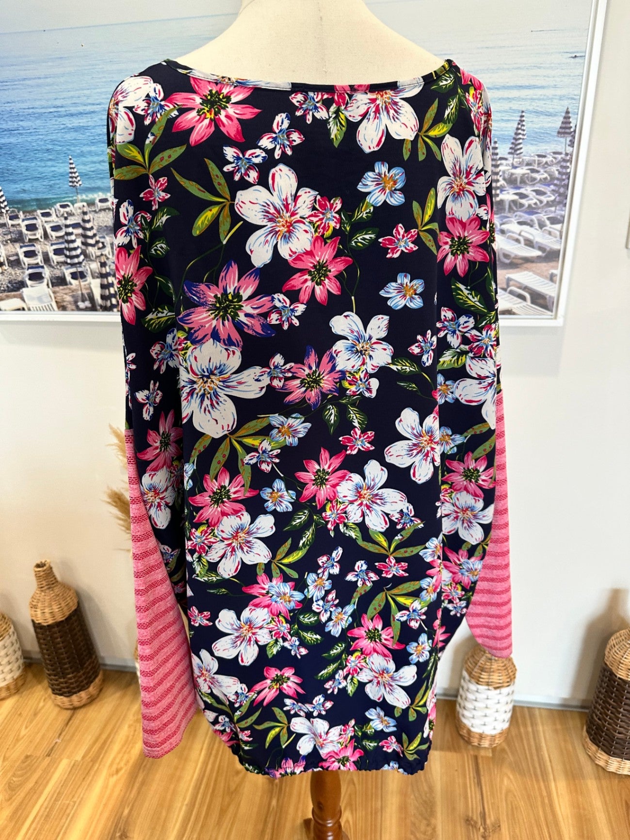 Stella Royal Blouse - Size 4 - Dark blue + Pink