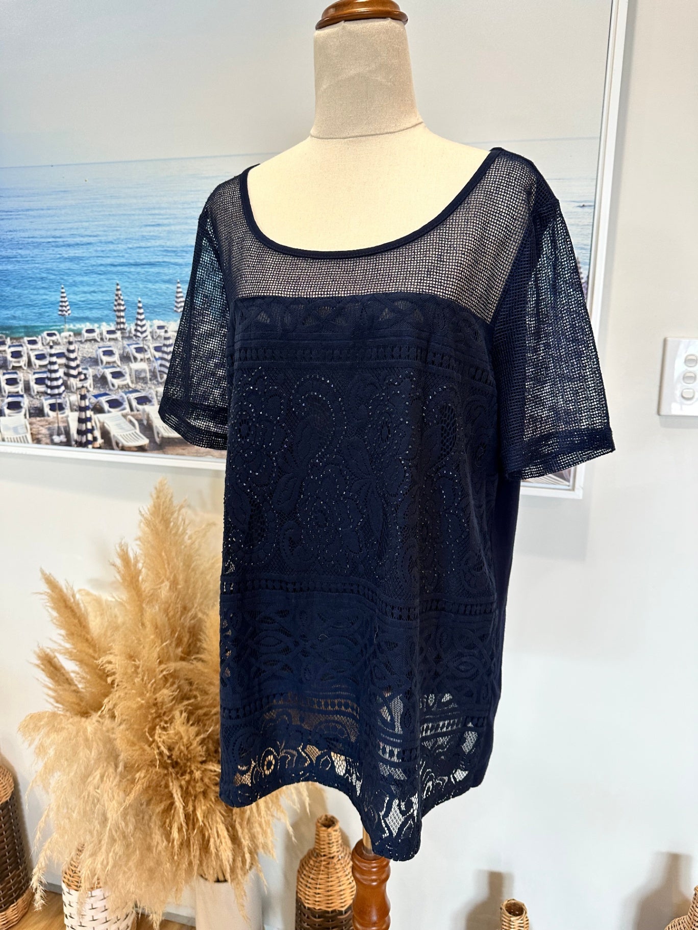 Holmes + Fallon - Diamante Top - Extra Large - Navy blue