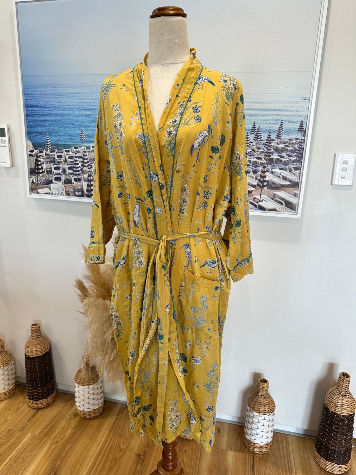Design Republic - 100% Cotton Kaftan - Medium / Large - Mustard & Teal