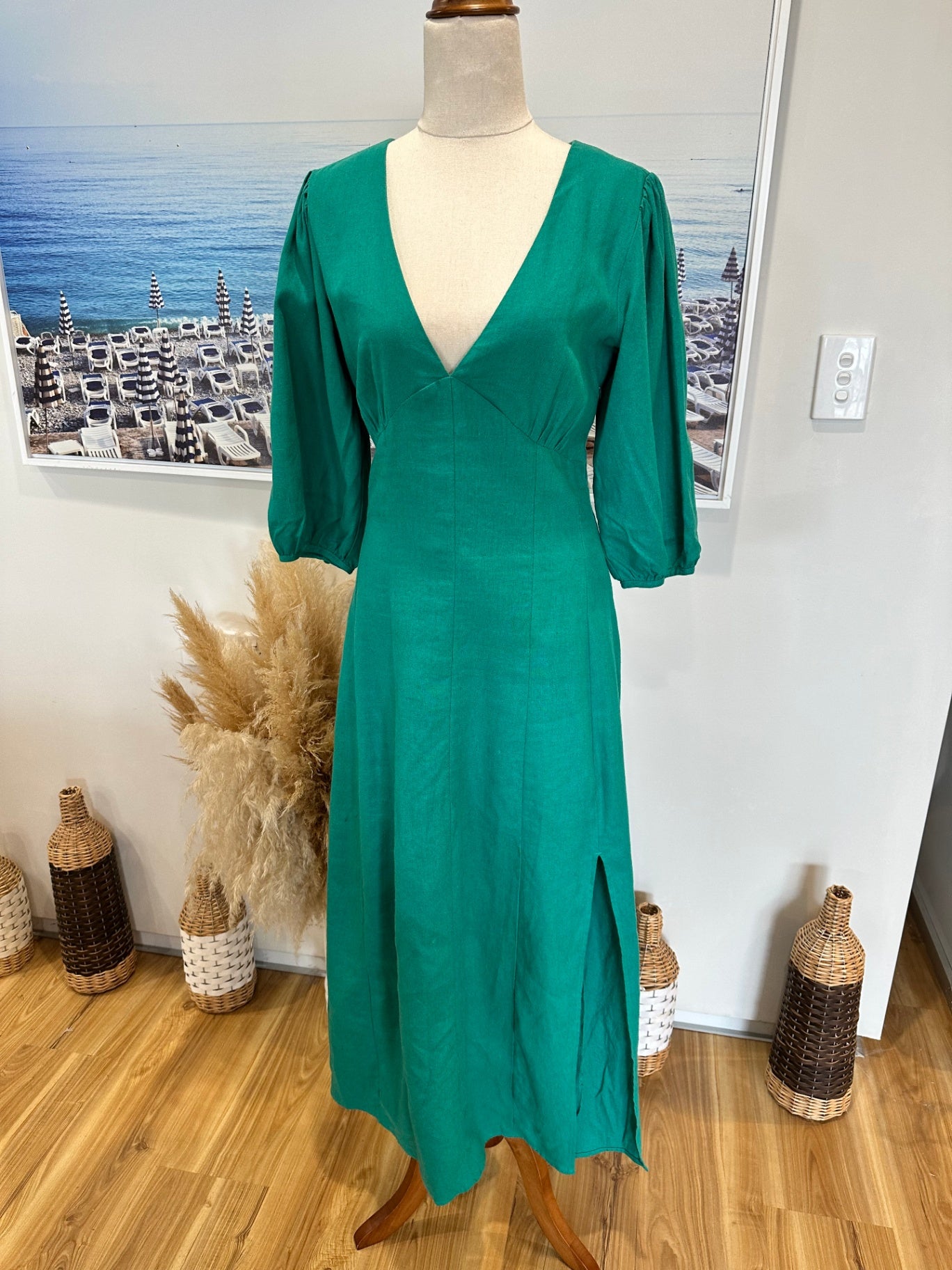 Glassons - Linen Blend - Teal Dress - Size 8 