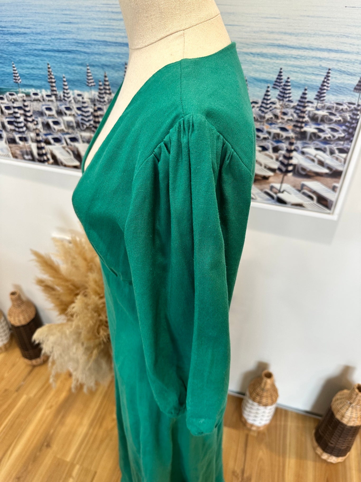 Glassons - Linen Blend - Teal Dress - Size 8 