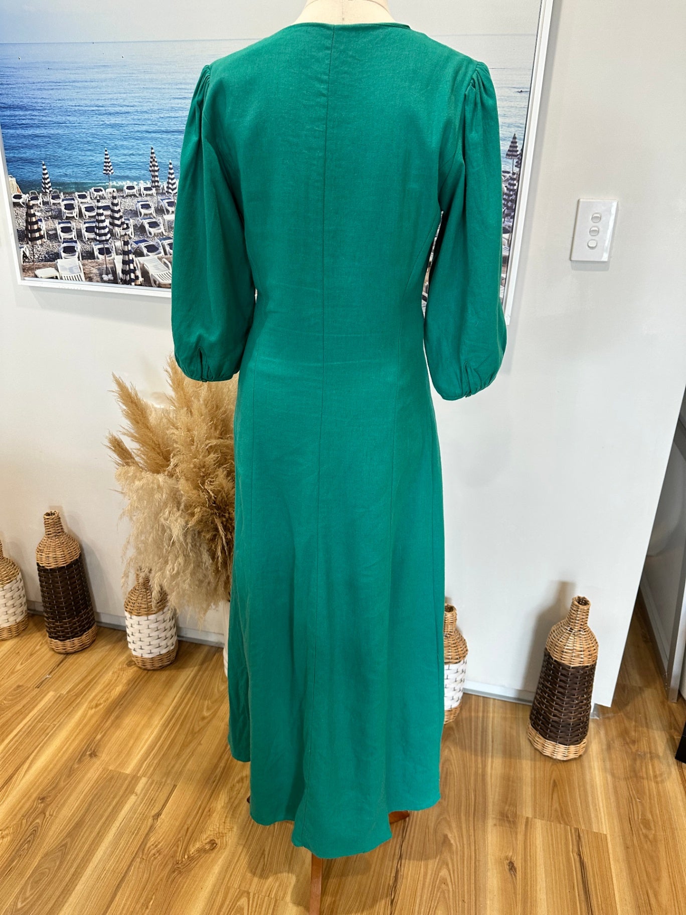 Glassons - Linen Blend - Teal Dress - Size 8 