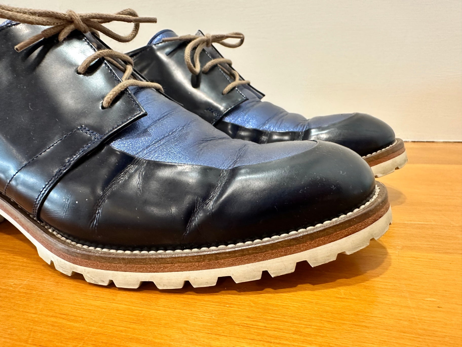 Beau Coops - Leather Court Shoes - Size EU 41 - Navy Blue