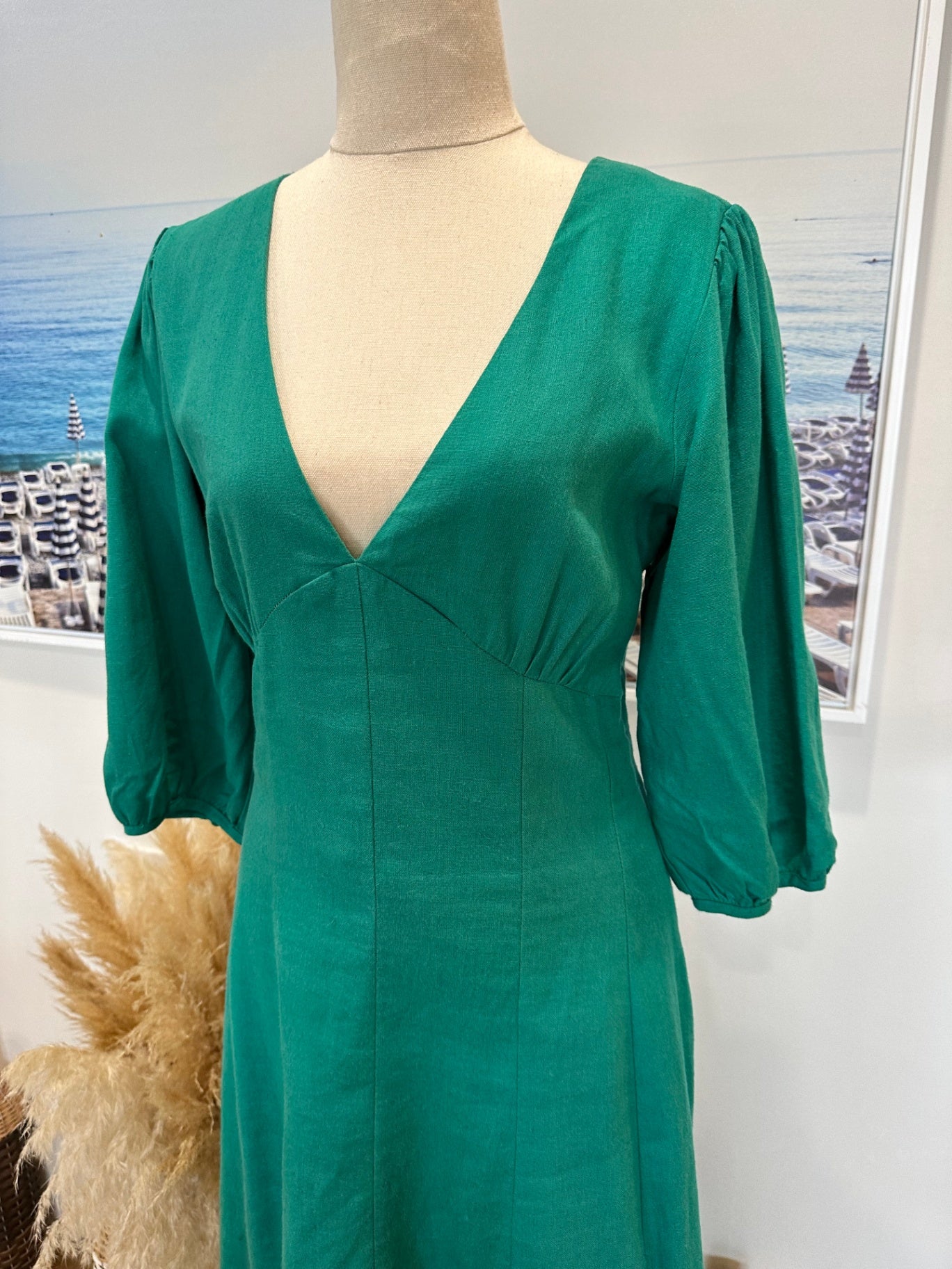 Glassons - Linen Blend - Teal Dress - Size 8 