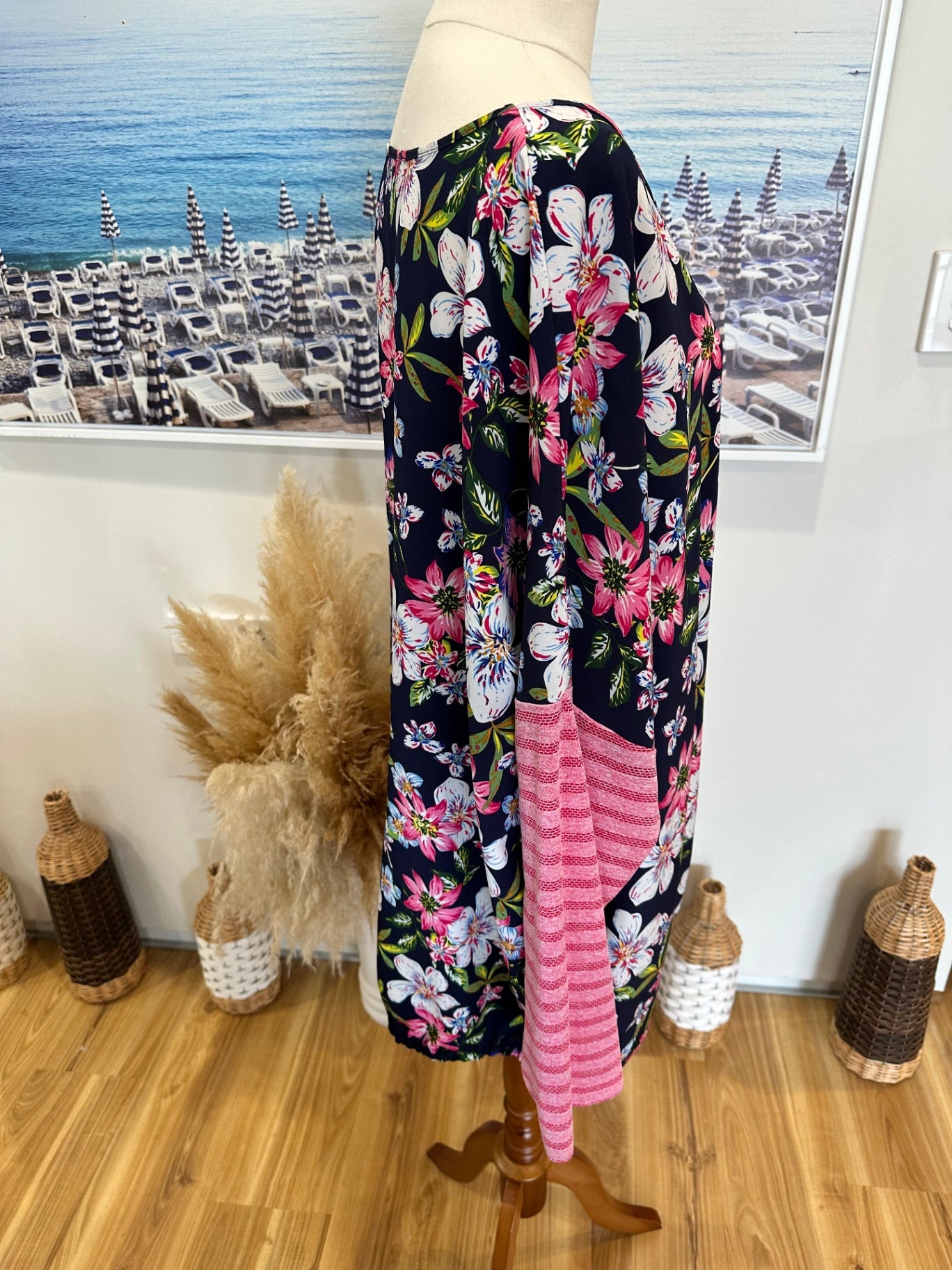 Stella Royal Blouse - Size 4 - Dark blue + Pink