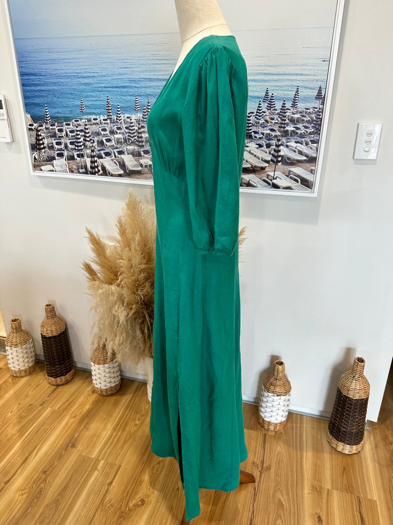 Glassons - Linen Blend - Teal Dress - Size 8 