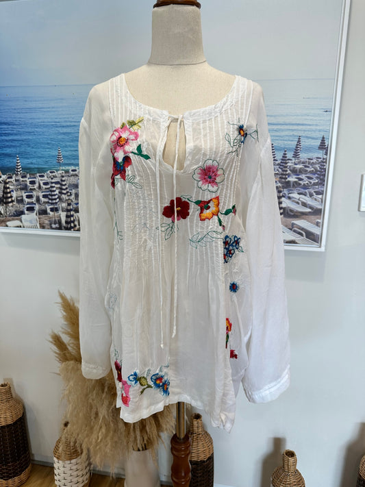 Johnny Was - Bohemian Blouse - Extra Large - White