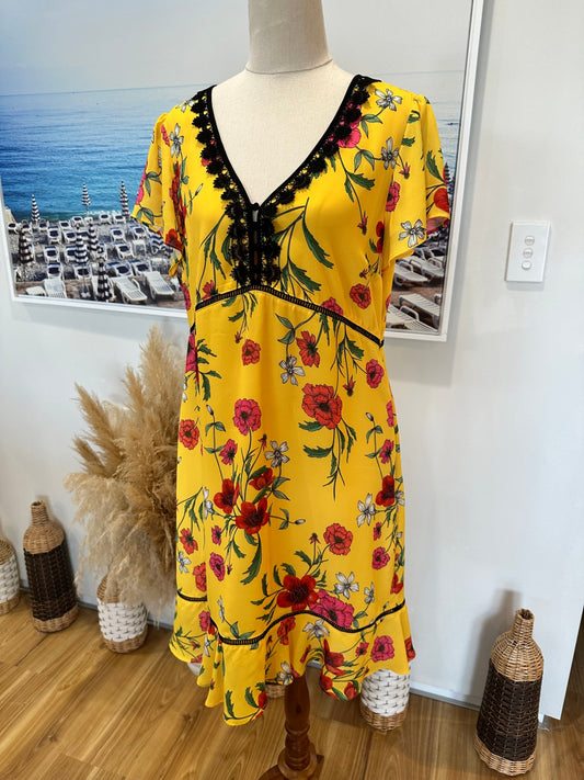 Stella - Size 14 - Yellow Floral Dress