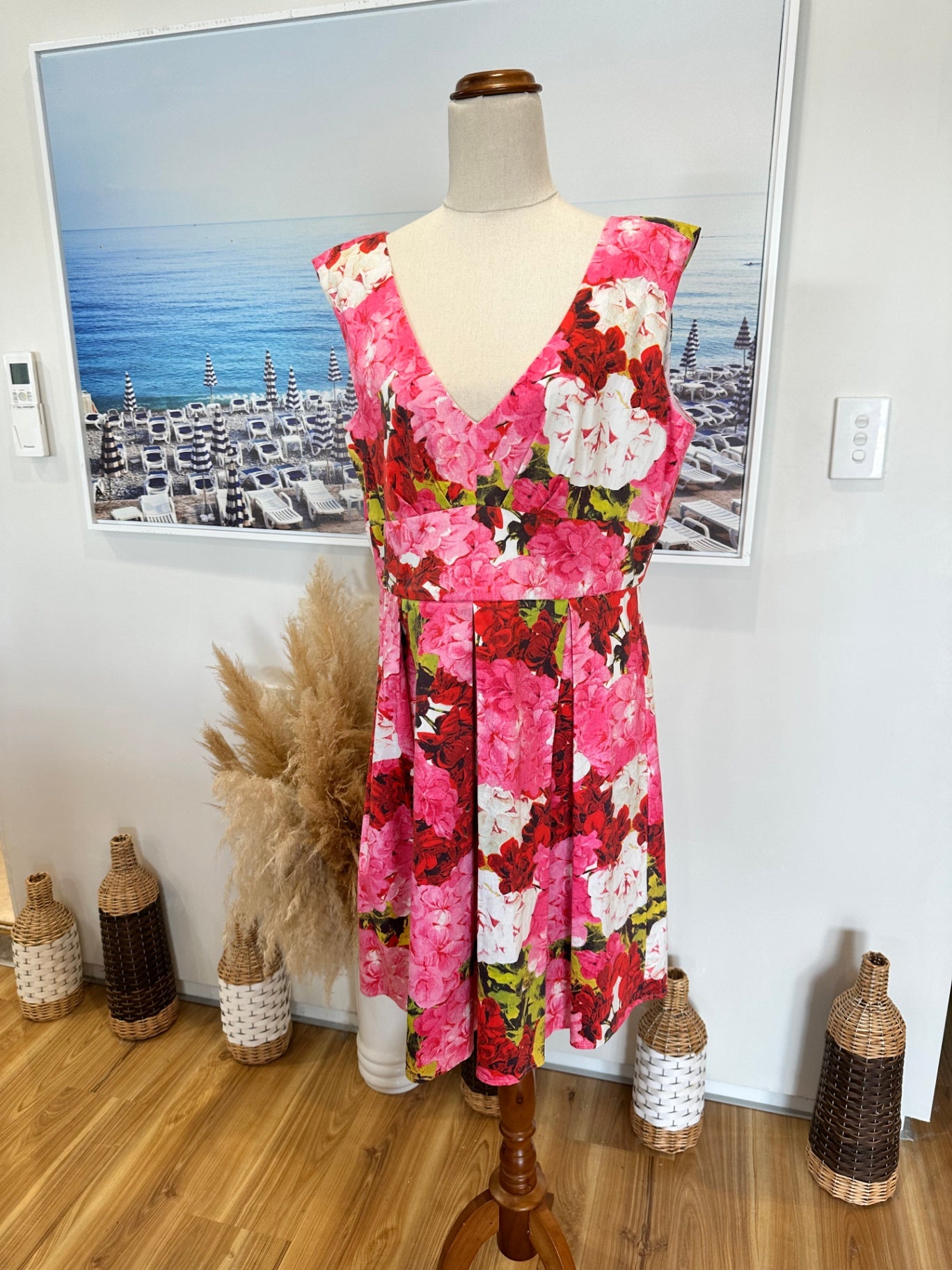 Stella - Pink Hydrangea Shift Dress - Size 14 