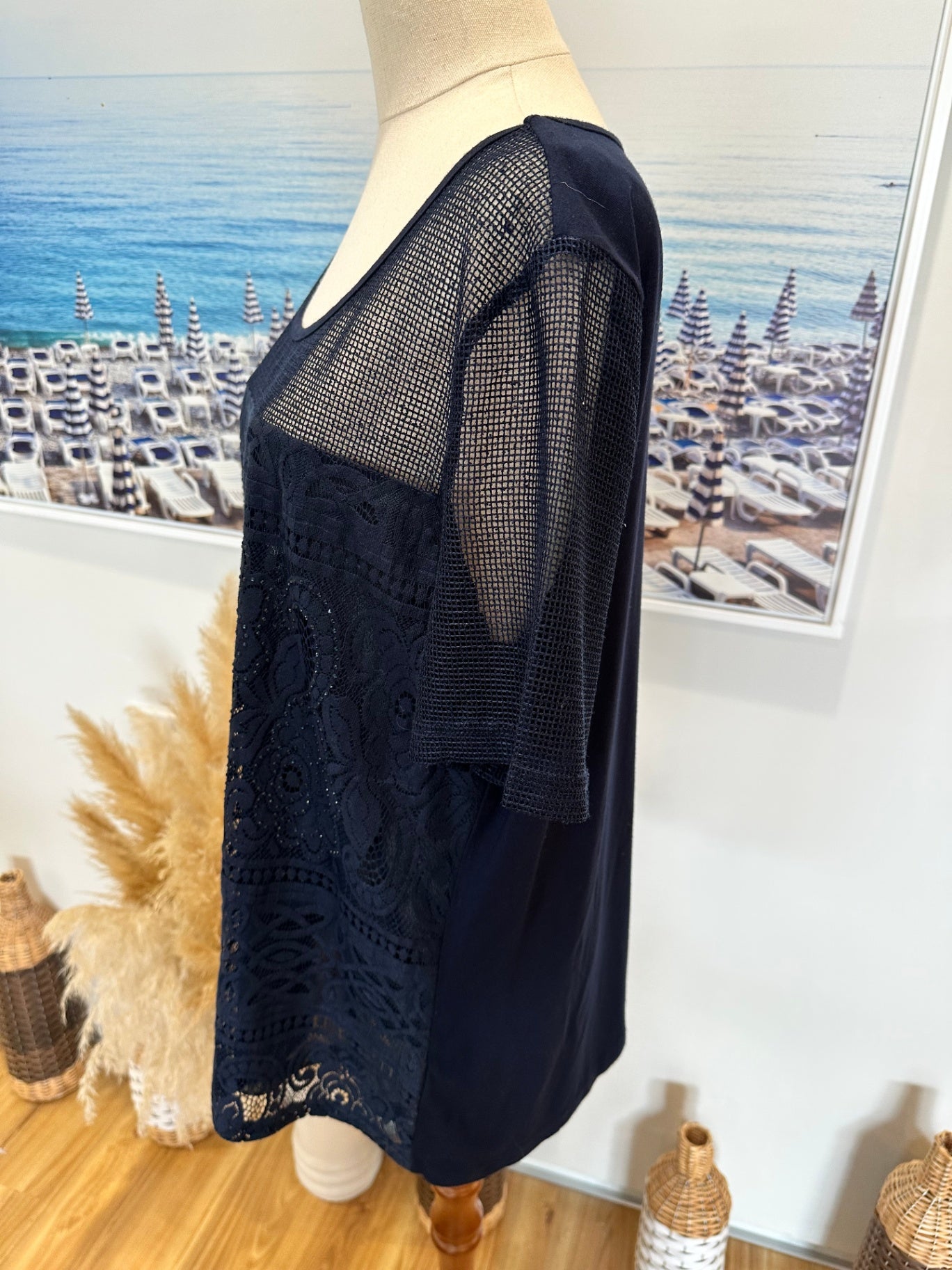 Holmes + Fallon - Diamante Top - Extra Large - Navy blue