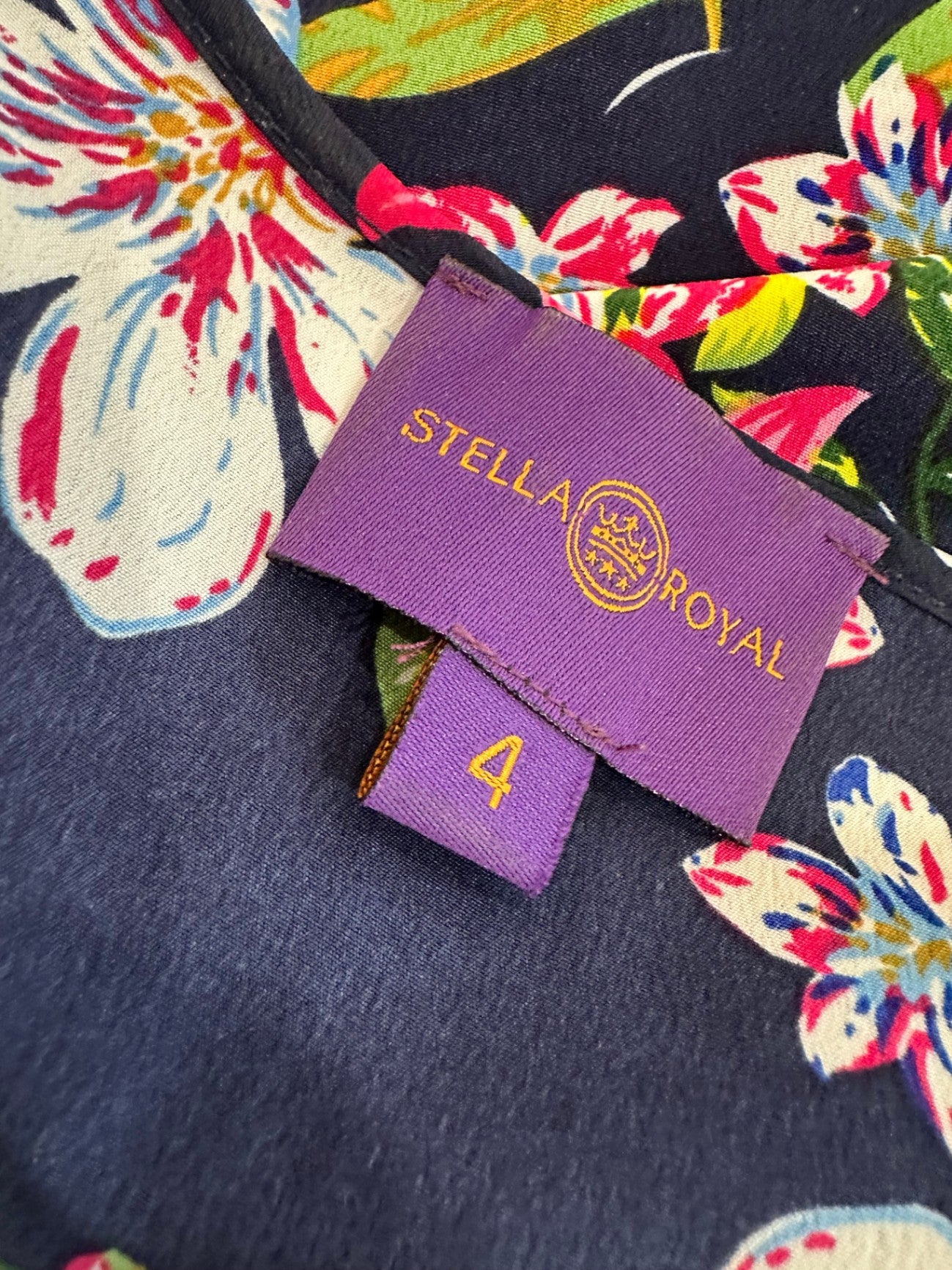 Stella Royal Blouse - Size 4 - Dark blue + Pink