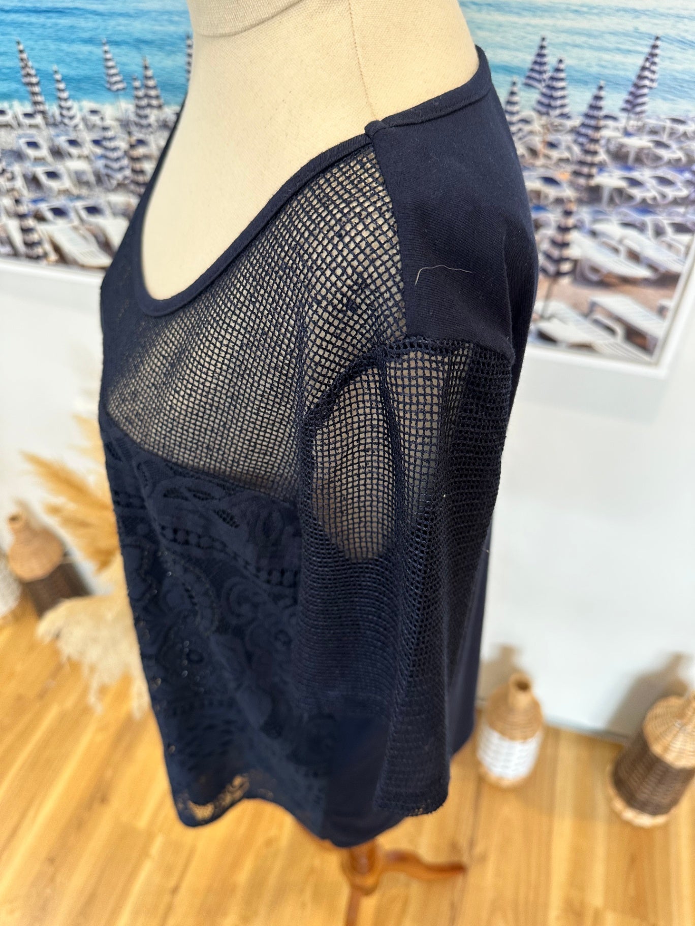 Holmes + Fallon - Diamante Top - Extra Large - Navy blue