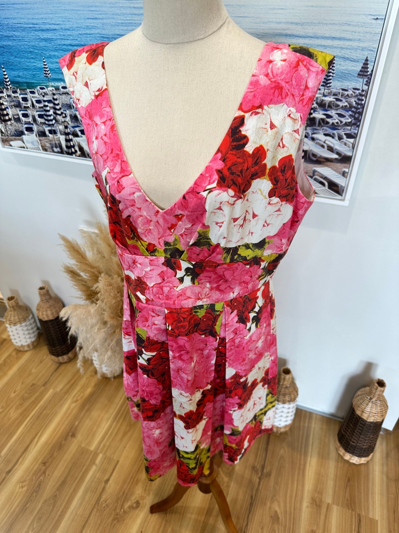 Stella - Pink Hydrangea Shift Dress - Size 14 