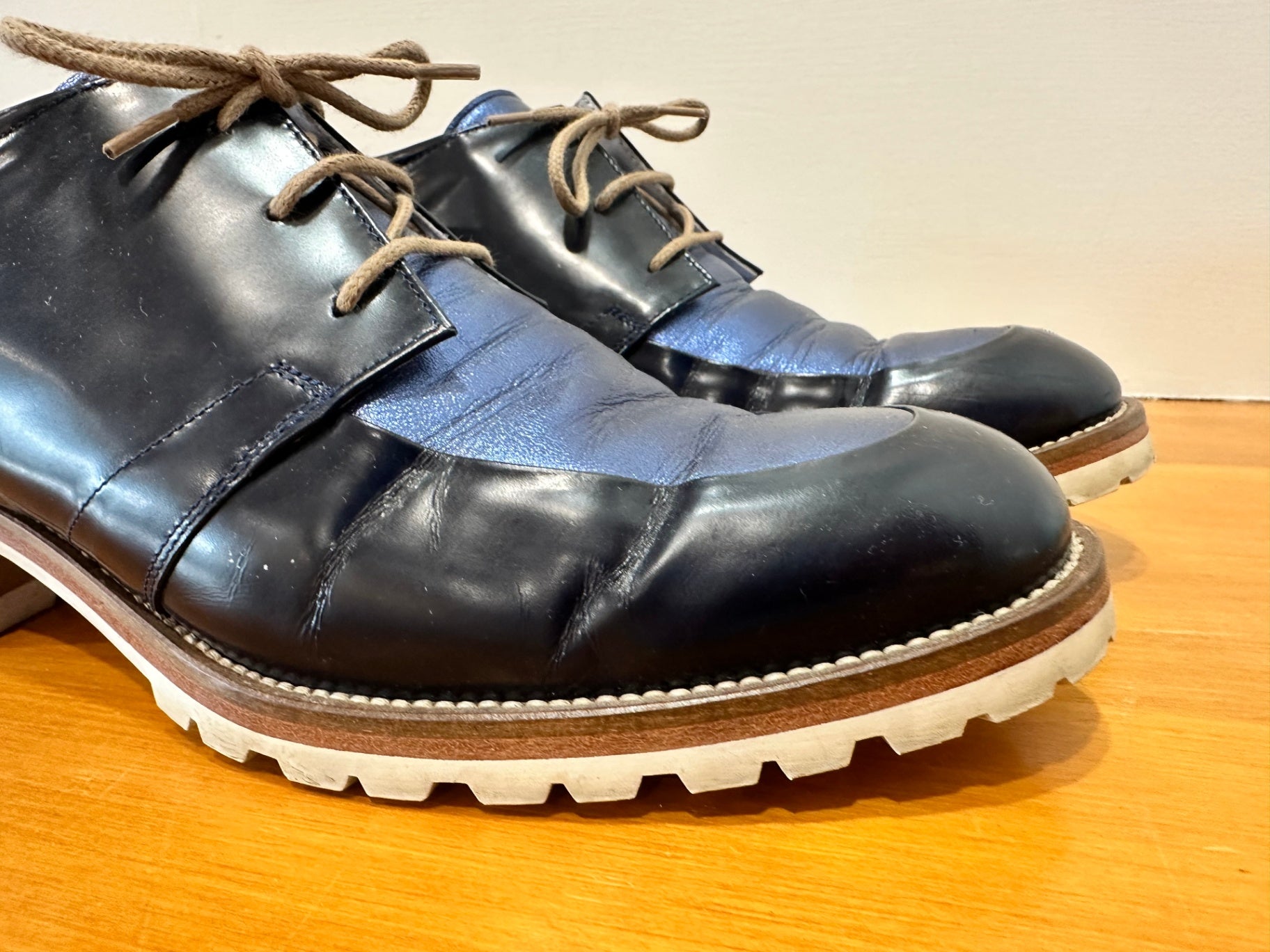 Beau Coops - Leather Court Shoes - Size EU 41 - Navy Blue