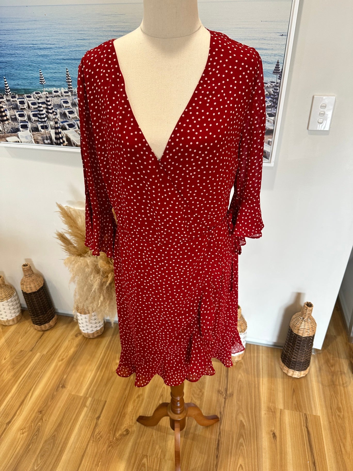 Red w White Dots Dress - Small / Medium 