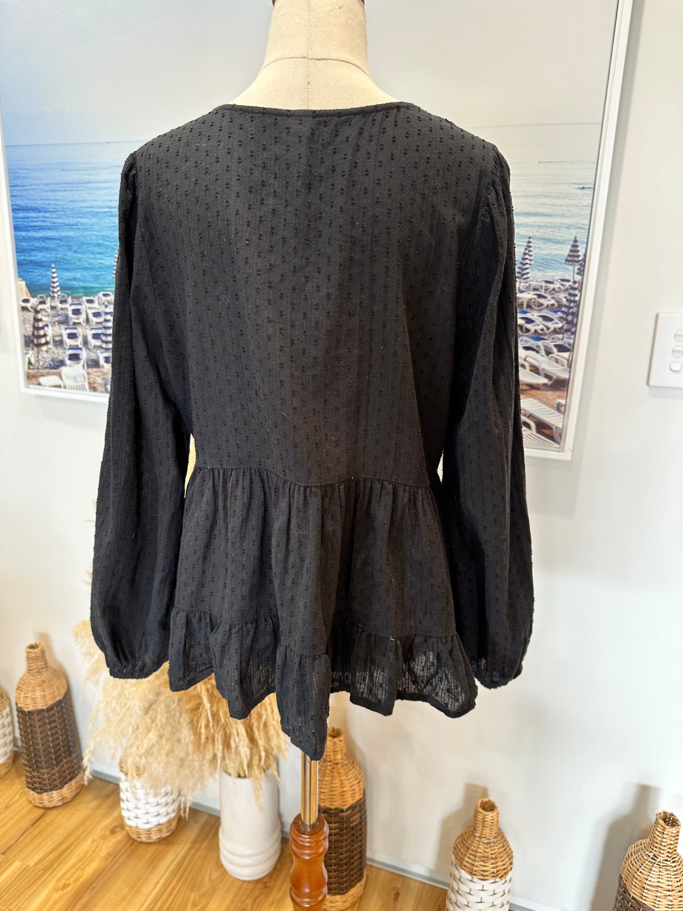 Seeking Lola - Bohemian Blouse - Size 10 - Black