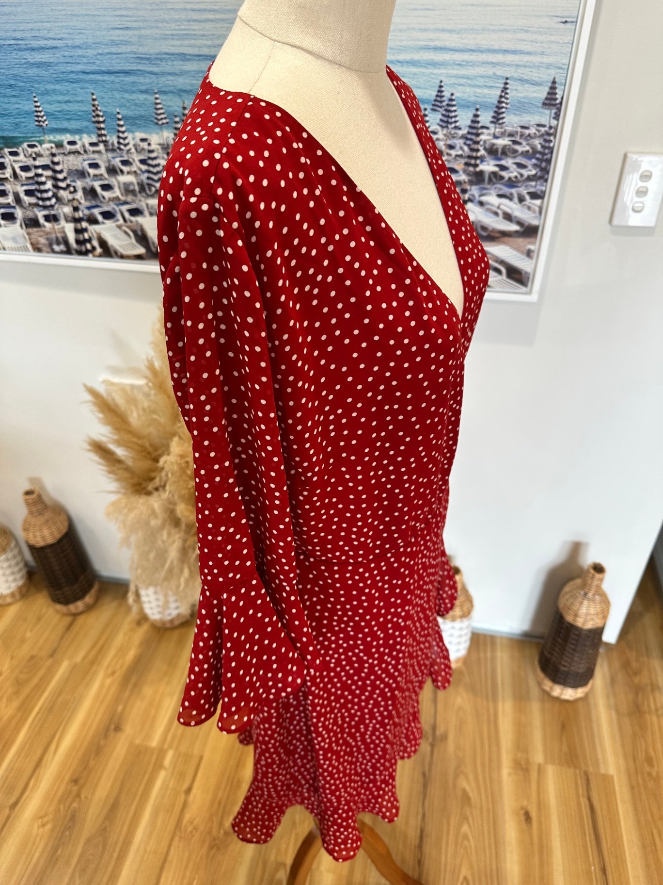 Red w White Dots Dress - Small / Medium 