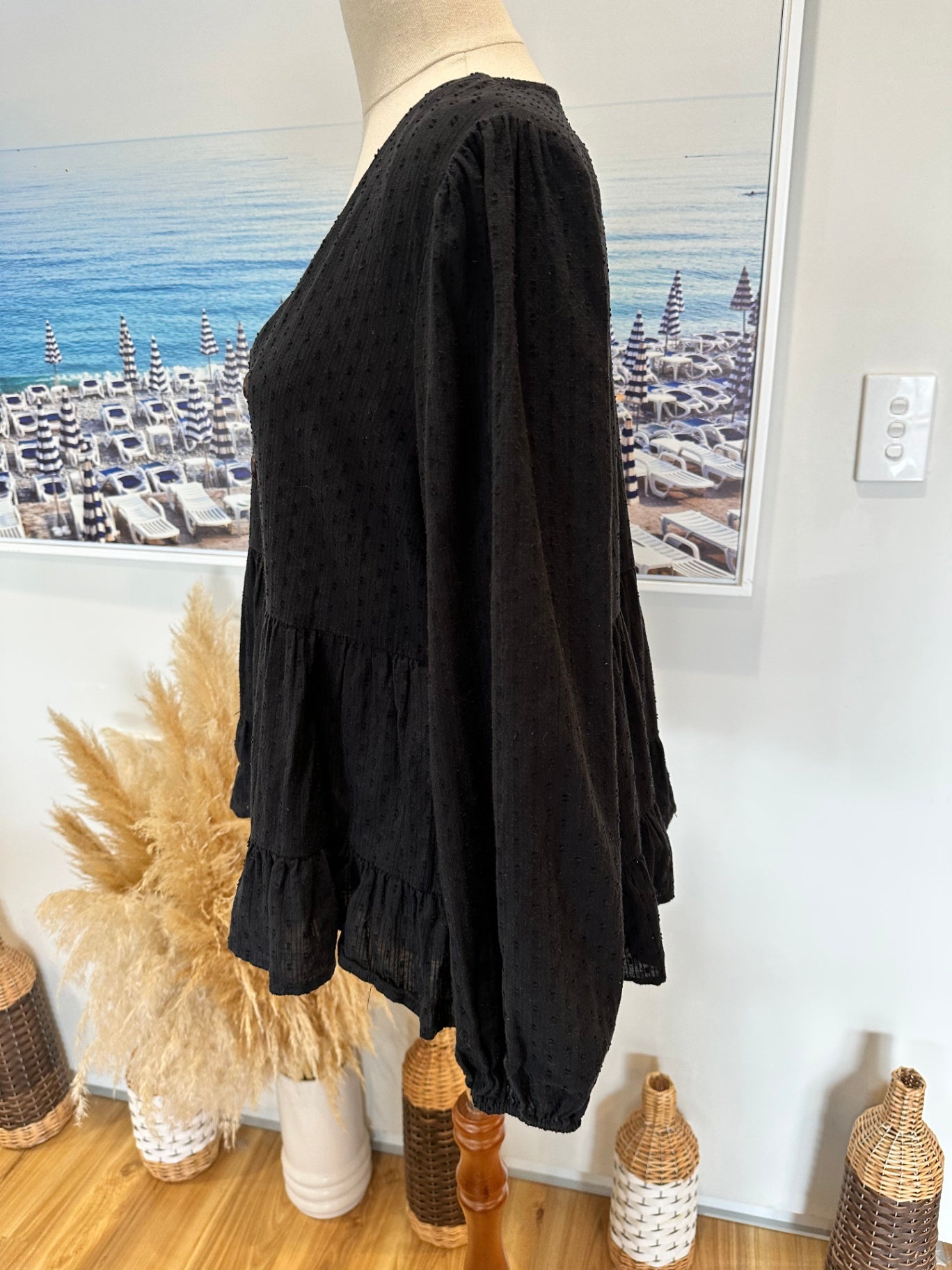 Seeking Lola - Bohemian Blouse - Size 10 - Black