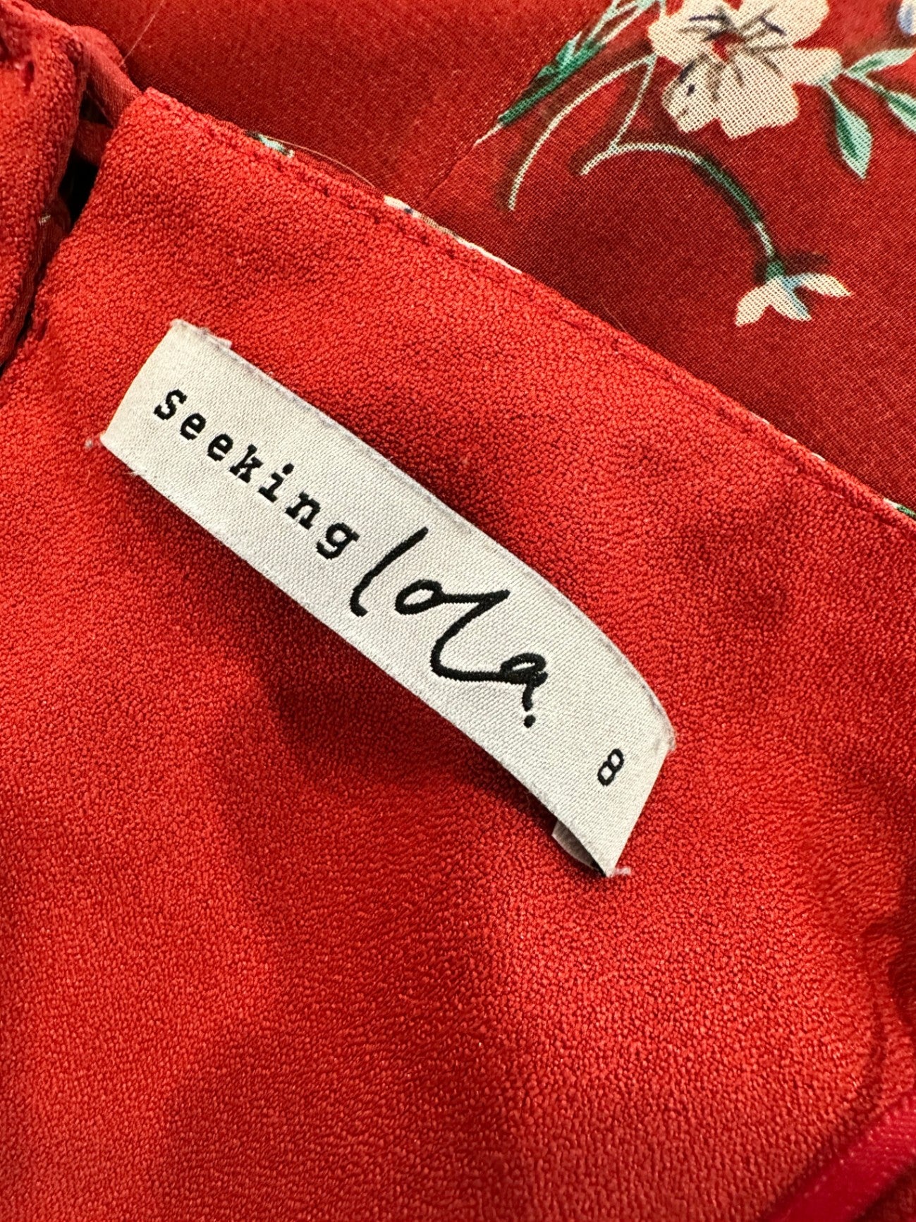 Seeking Lola - Dress - Size 8 - Rust Red w Flowers