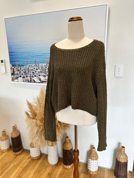 Billabong Jumper - Size 10 - Olive Green