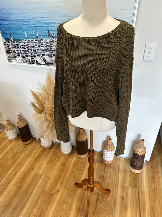 Billabong Jumper - Size 10 - Olive Green