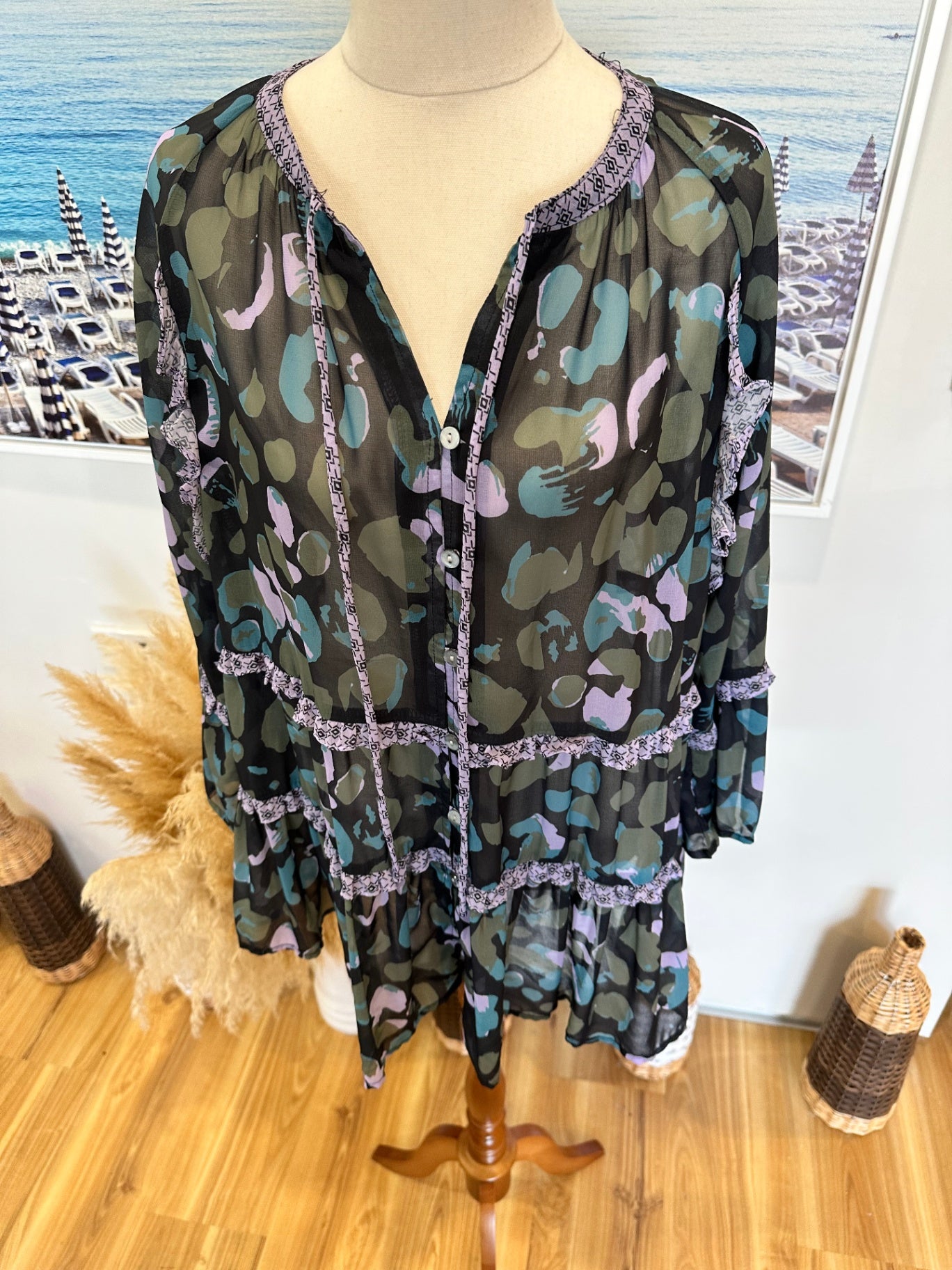 K&K Top - Small (approx 14) - Navy / Purple / Teal