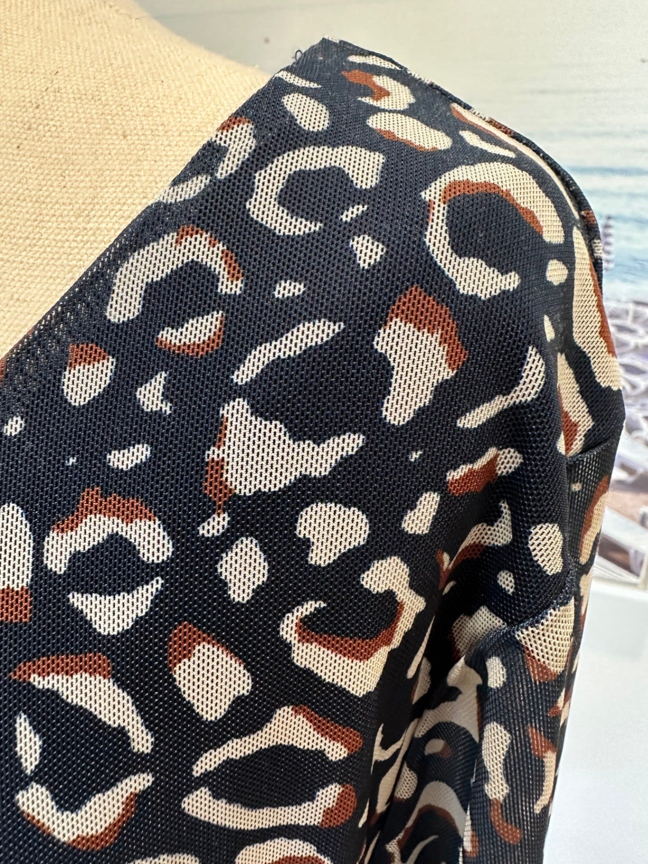 K&K Blouse - Size Small (approx 14) - Navy Animal Print