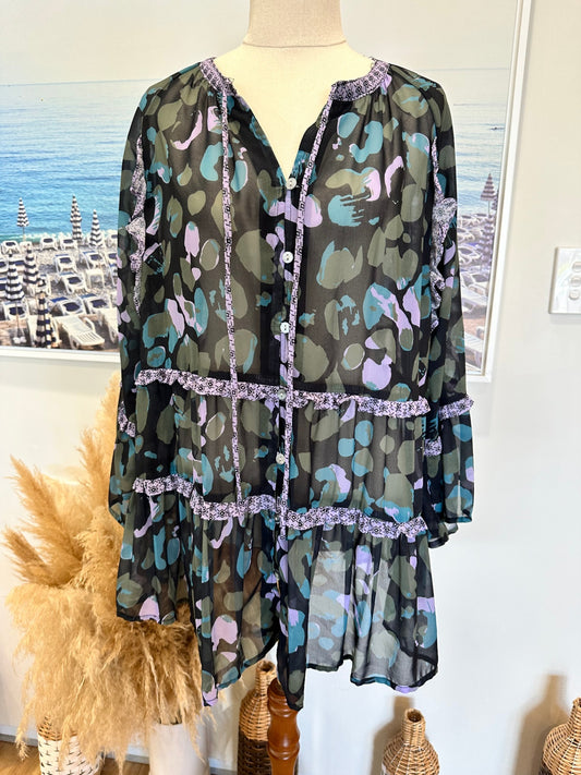 K&K Top - Small (approx 14) - Navy / Purple / Teal