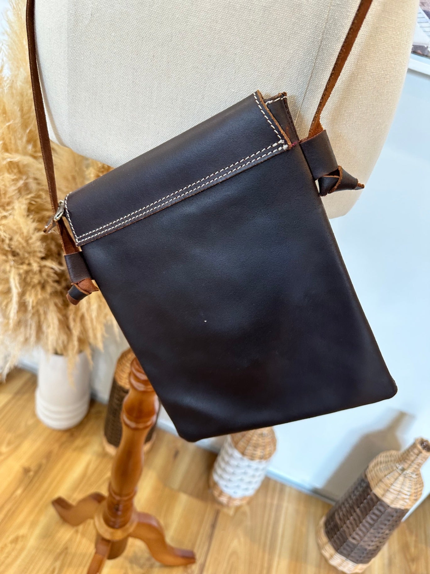 Horse Embossed - Small Brown Leather Handbag